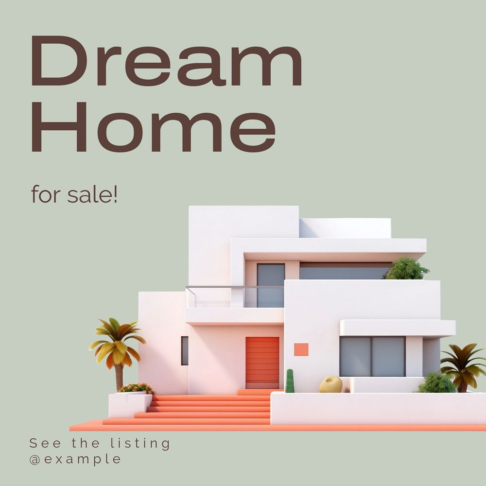 Dream home Instagram post template, editable text