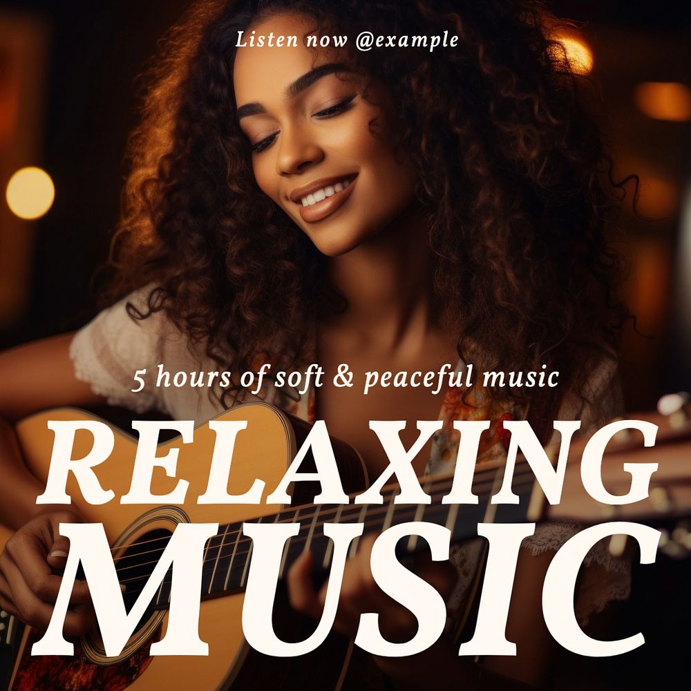 Relaxing music Instagram post template, editable text