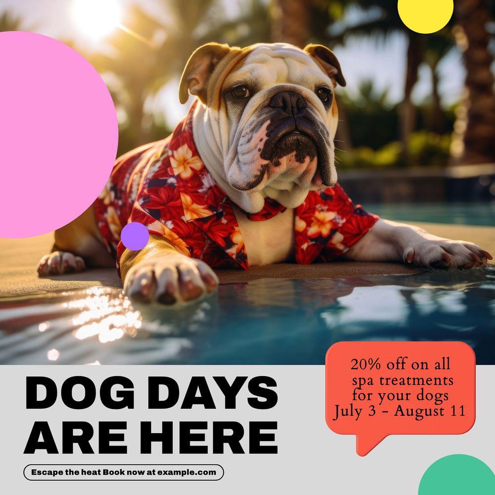 Pet travel Instagram post template, editable text