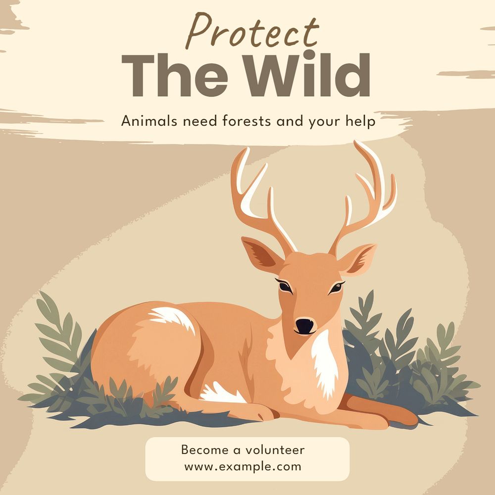 Protect the wild Instagram post template, editable text