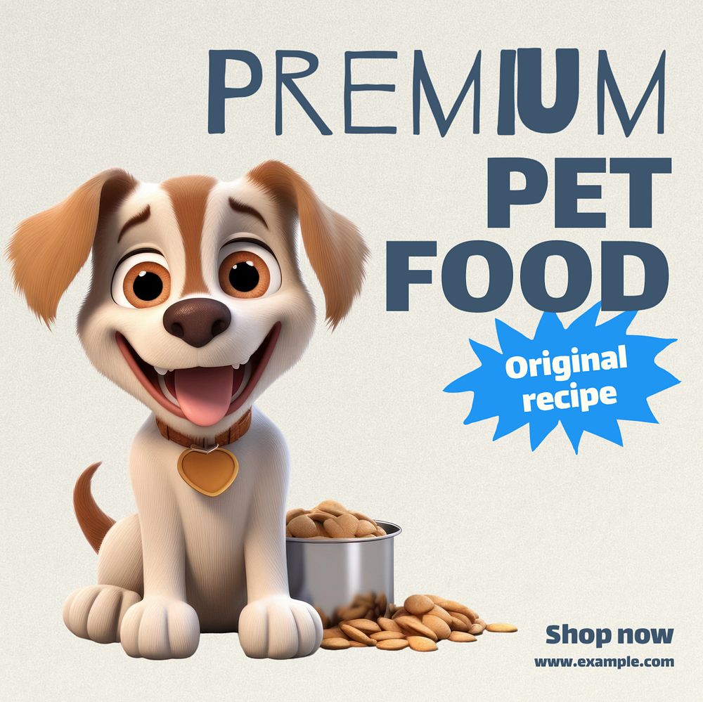 Premium pet food Instagram post template, editable text