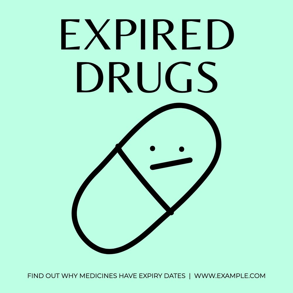 Drug expiry Instagram post template, editable text