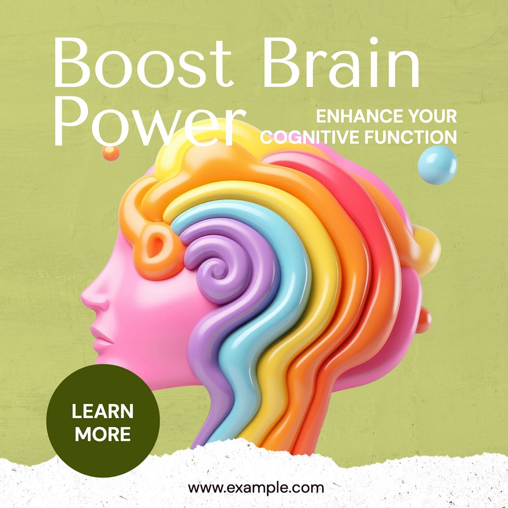 Boost brain power Instagram post template, editable text