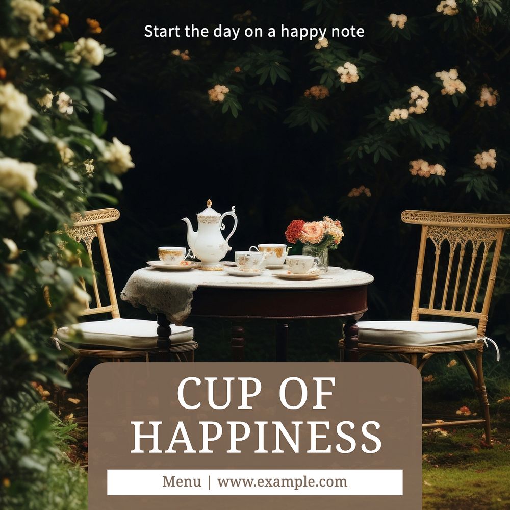 Cup of happiness Instagram post template, editable text