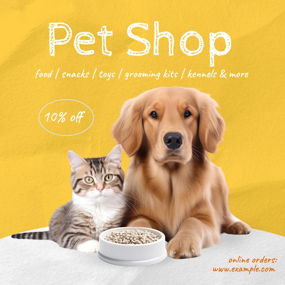 Pet shop Instagram post template, editable text