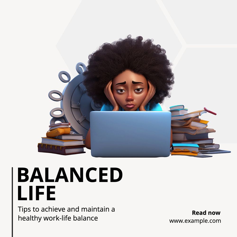 Balanced life Instagram post template, editable text