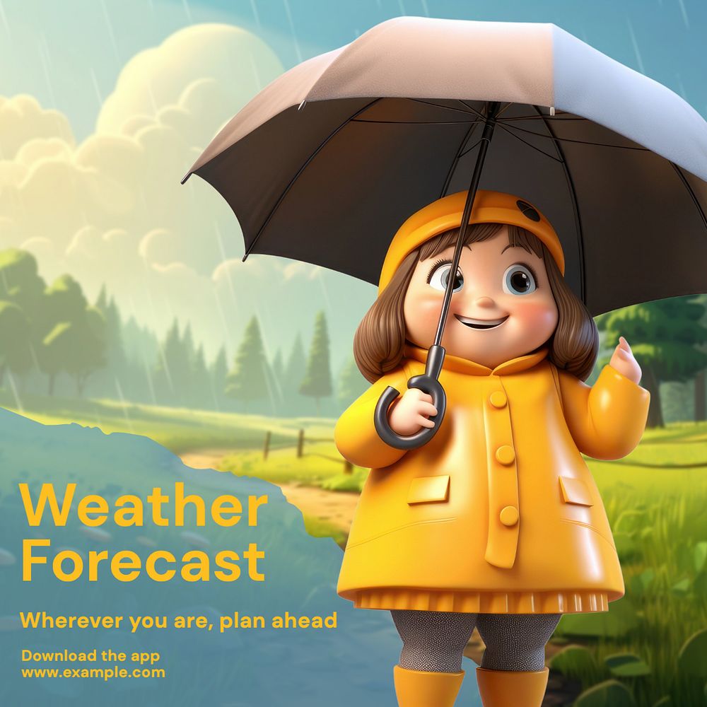 Weather forecast Instagram post template, editable text