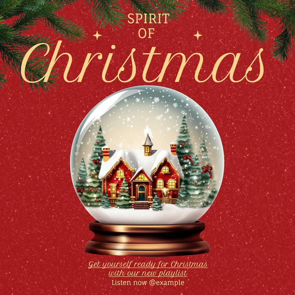 Christmas spirit music Instagram post template, editable text