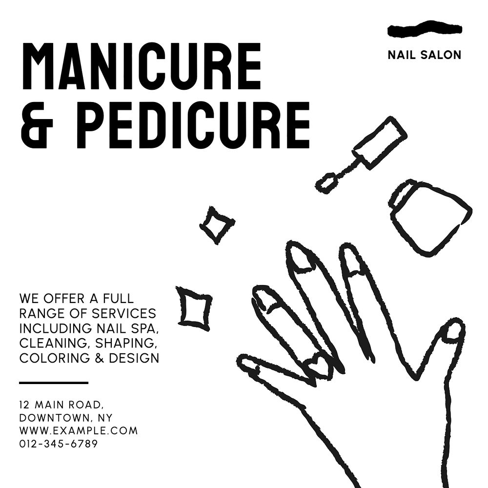 Manicure & pedicure Instagram post template, editable text