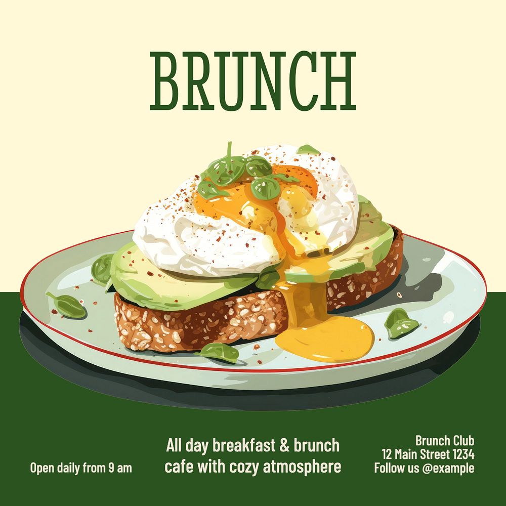 Brunch Instagram post template, editable text