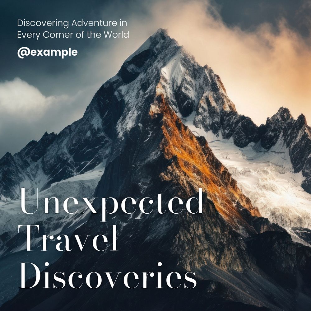 Unexpected travel discoveries Instagram post template, editable text