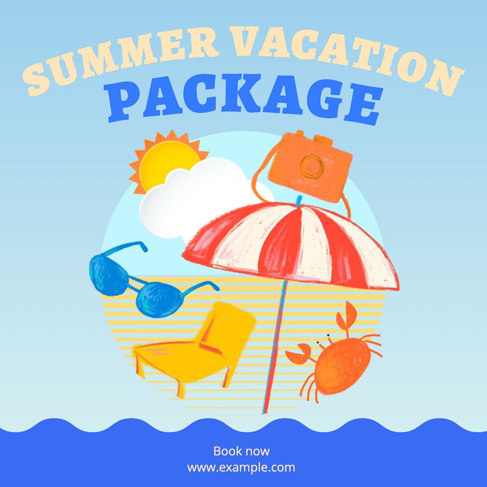 Vacation package Instagram post template, editable text