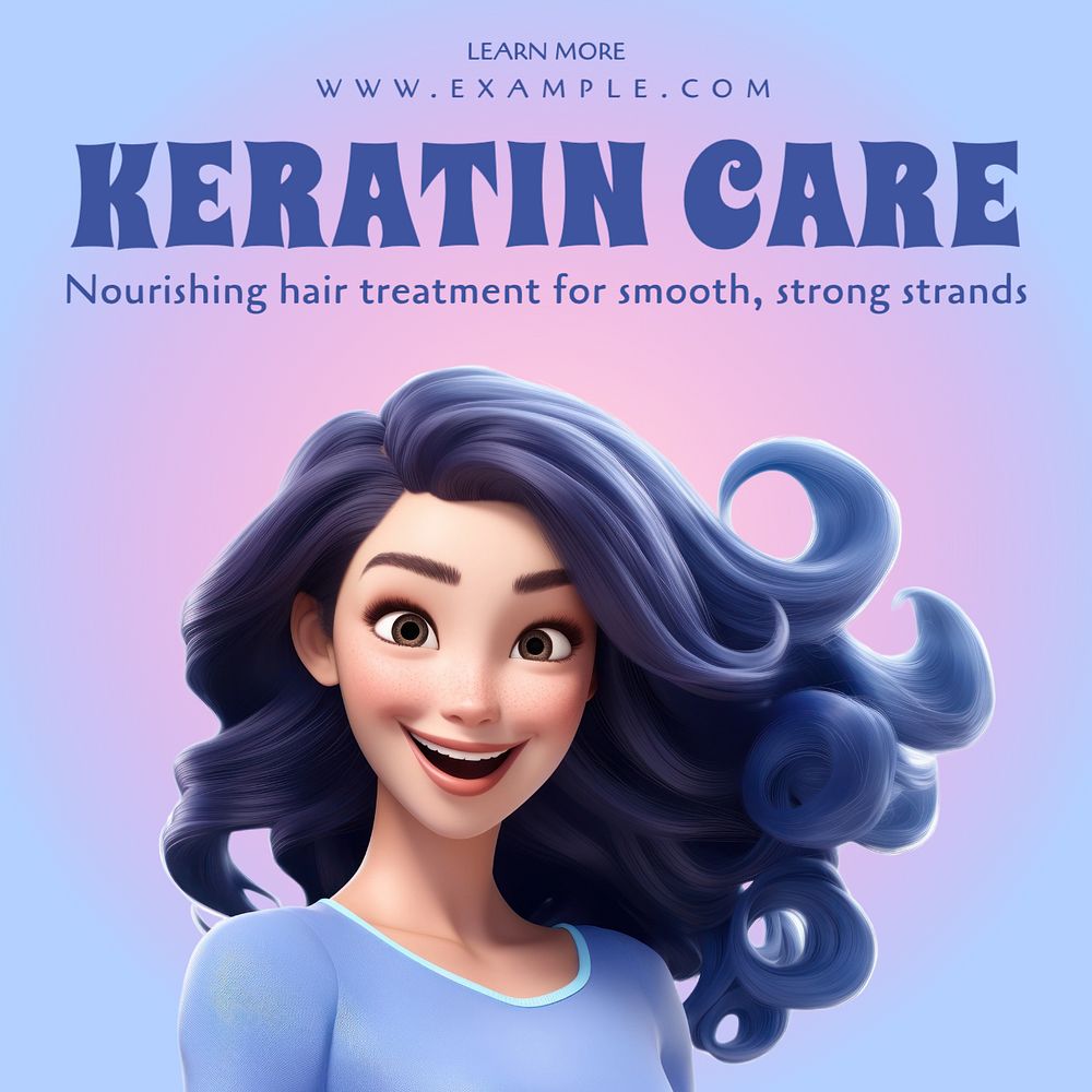 Keratin care Instagram post template, editable text