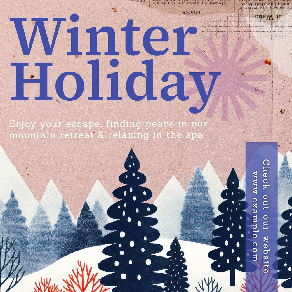 Winter holiday Instagram post template, editable text