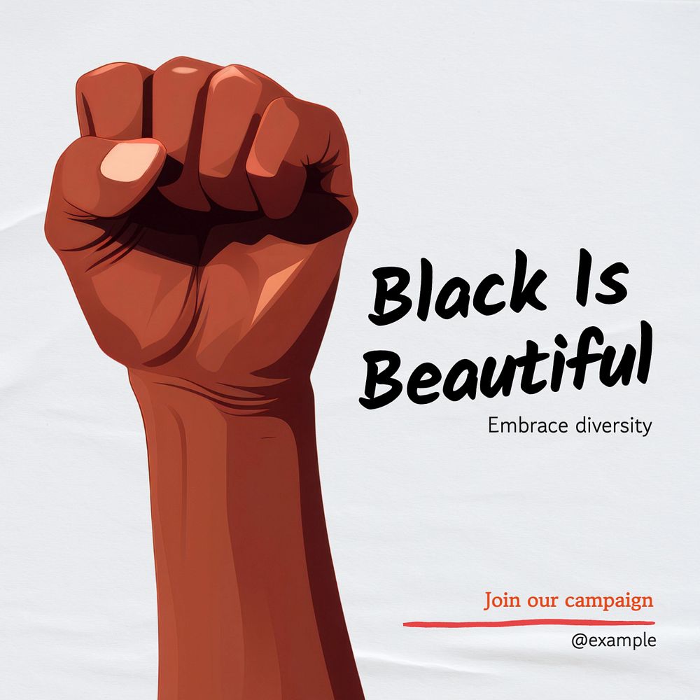 Black is beautiful Instagram post template, editable text