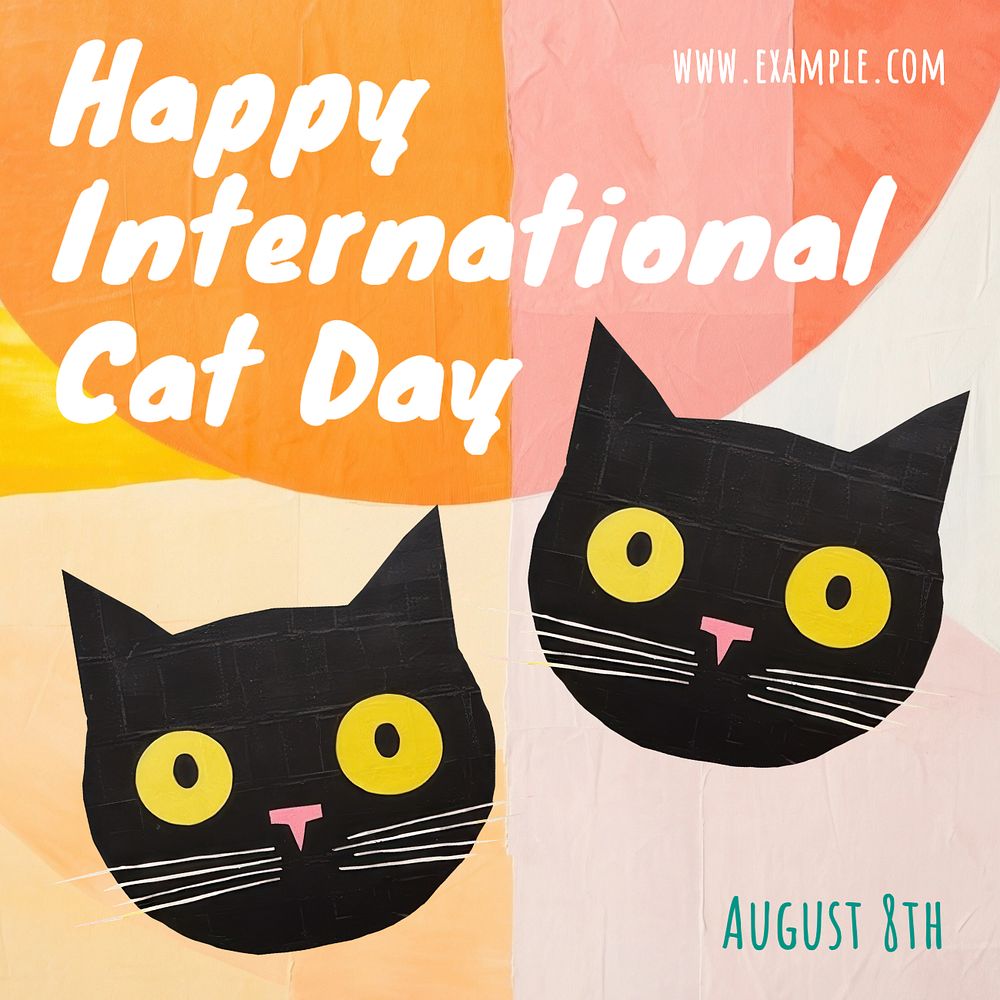 International cat day Instagram post template, editable text