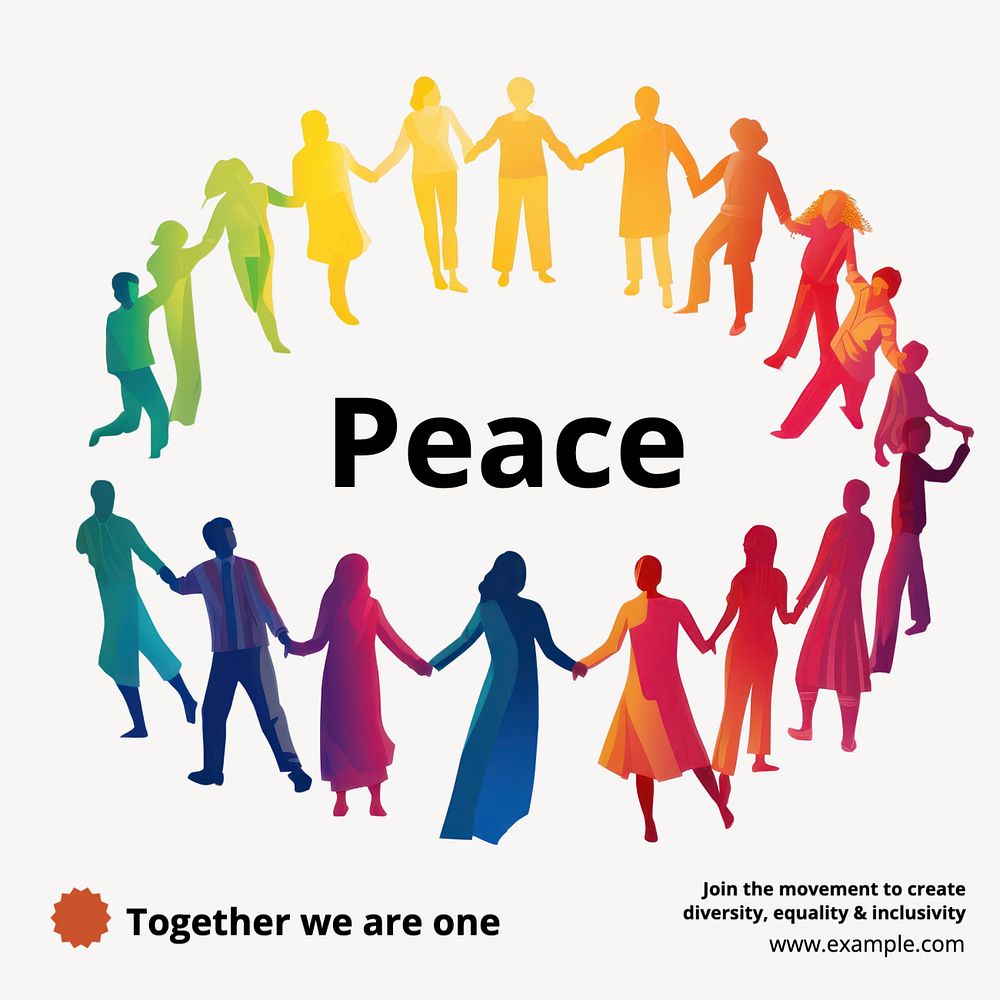 Peace, diversity & equality Instagram post template, editable text