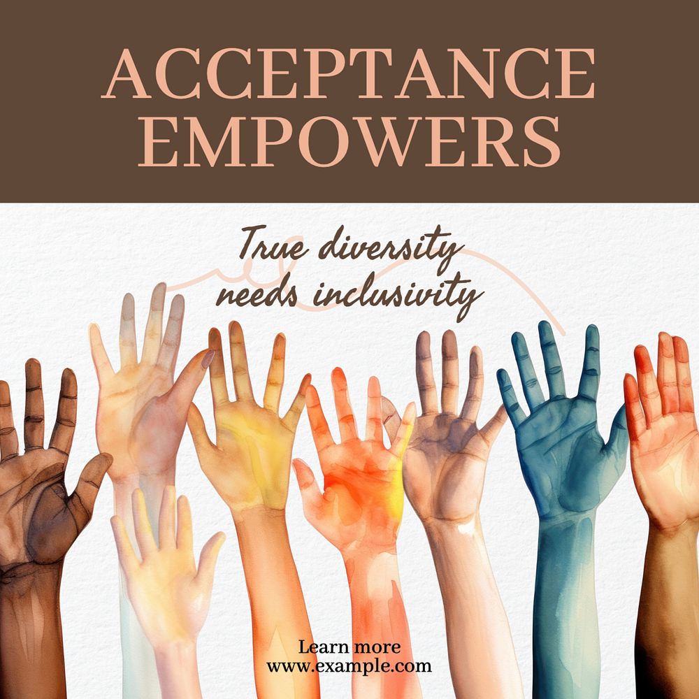 Acceptance empowers Instagram post template, editable text