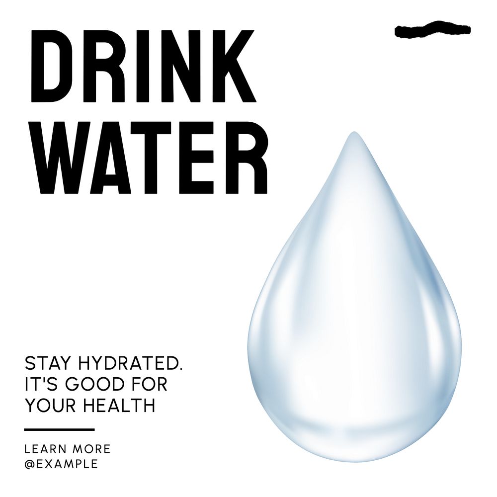 Drink water Instagram post template, editable text