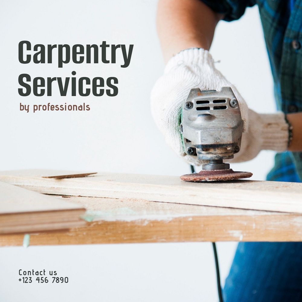 Carpentry services Instagram post template, editable text