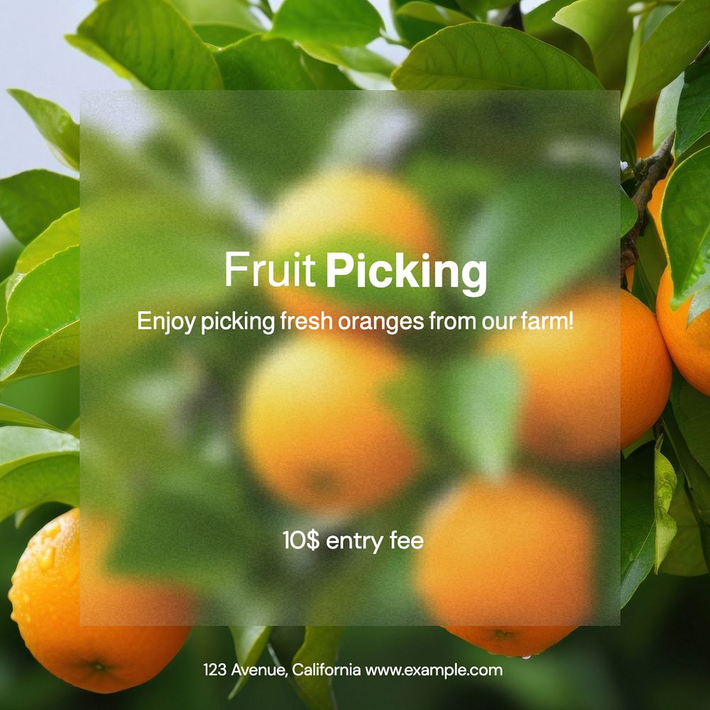 Fruit picking Instagram post template, editable text