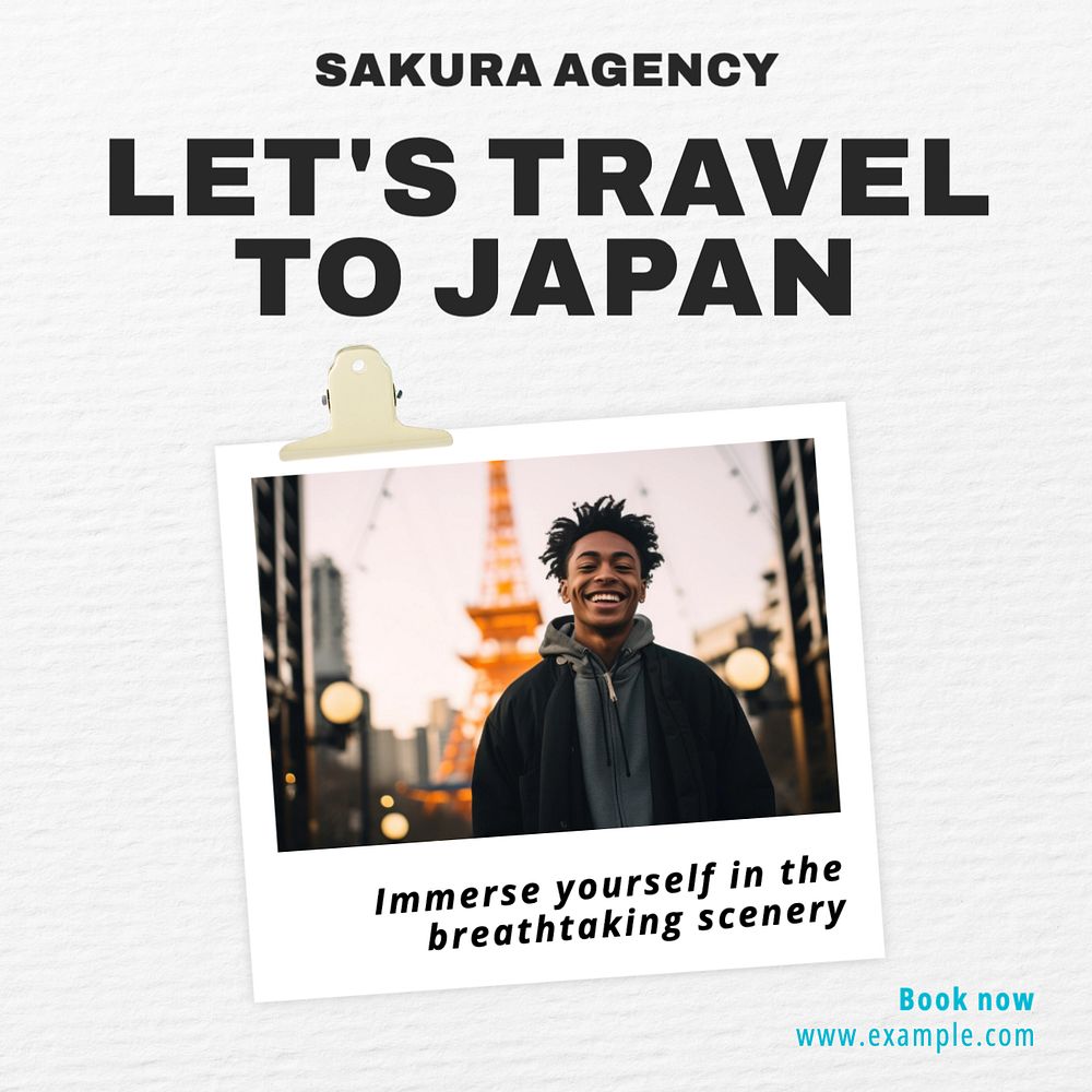 Japan travel agency Instagram post template, editable text