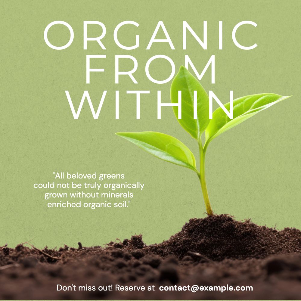 Organic soil Instagram post template, editable text