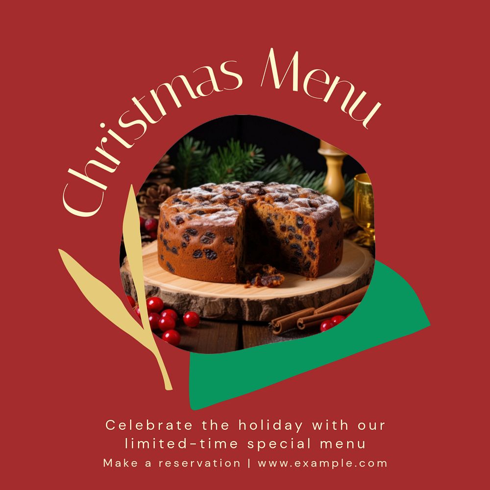 Christmas menu Instagram post template, editable text