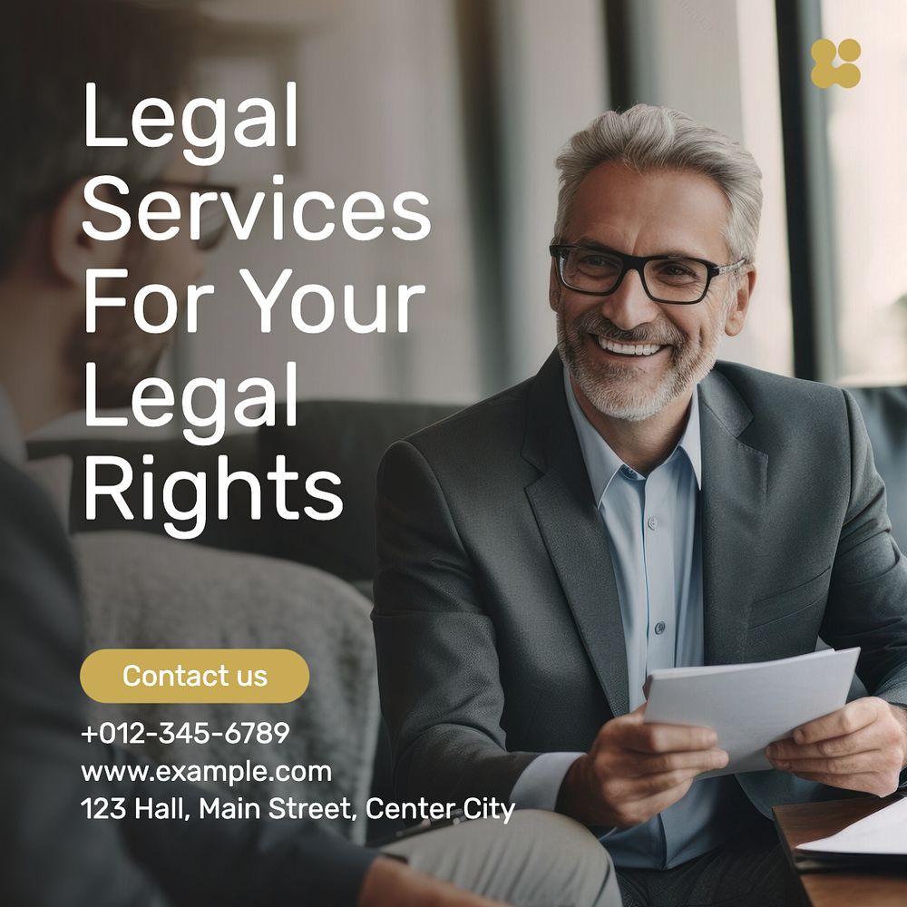 Legal rights services Instagram post template, editable text