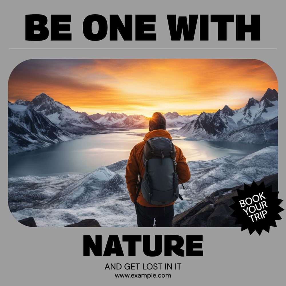 One with nature Instagram post template, editable text