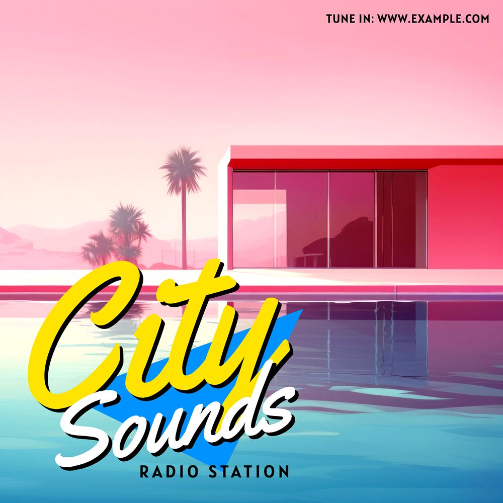 City sounds Instagram post template, editable text