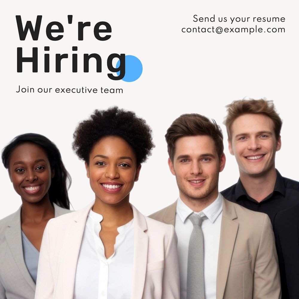 Executive team hiring Instagram post template, editable text