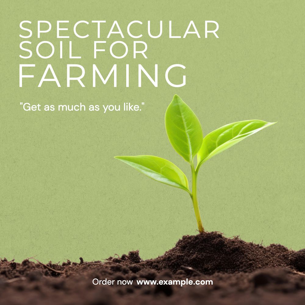 Soil for farming Instagram post template, editable text