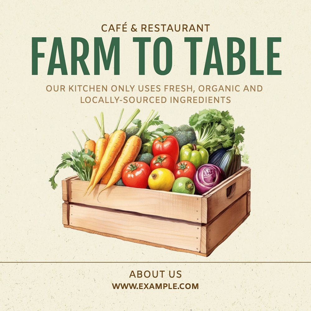 Farm to table Instagram post template, editable text