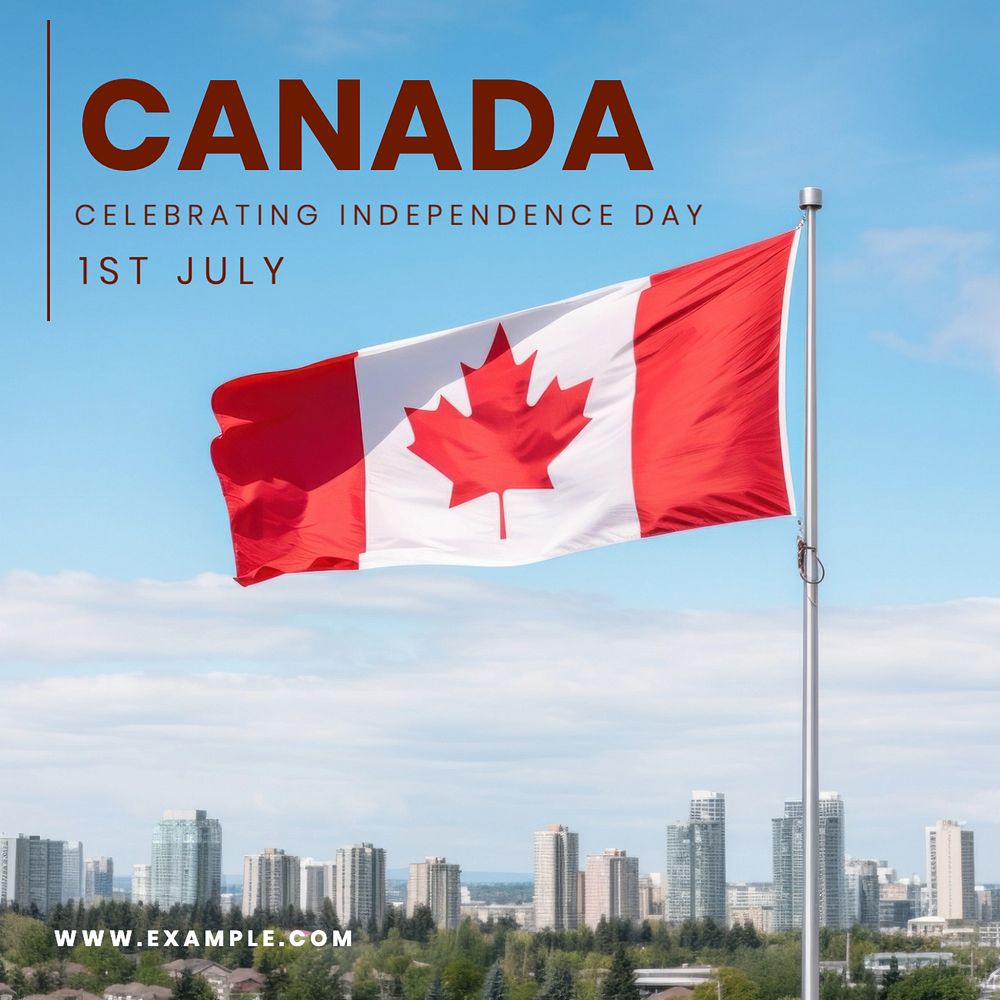 Canada, independence day Instagram post template, editable text