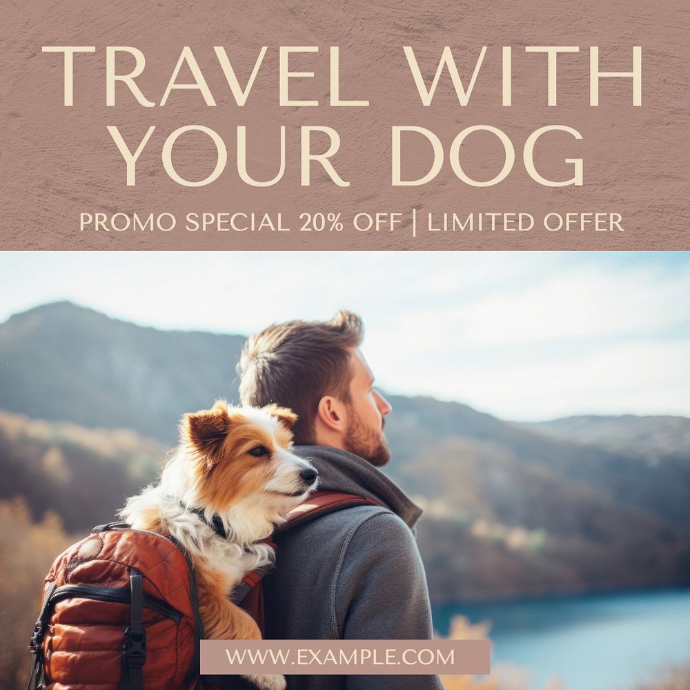 Traveling with pets Instagram post template, editable text