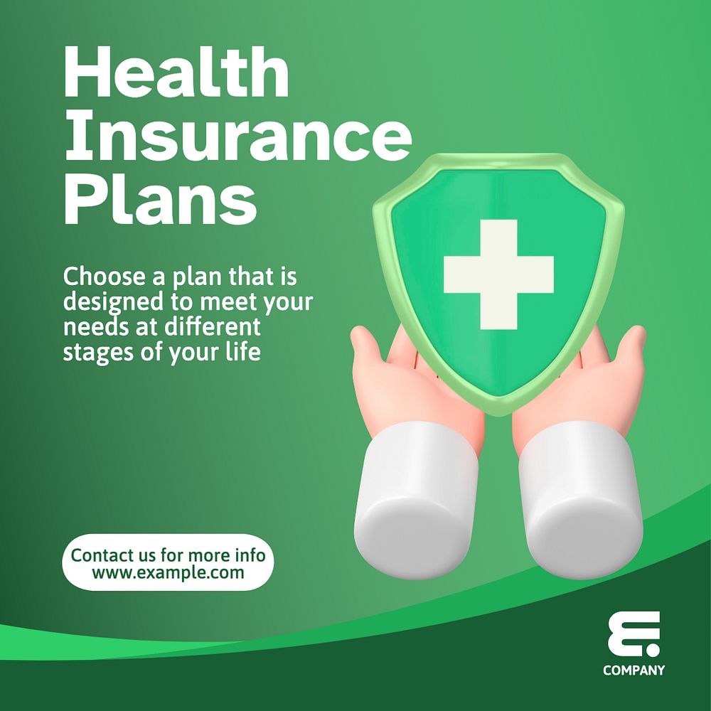 Health insurance plans Instagram post template, editable text