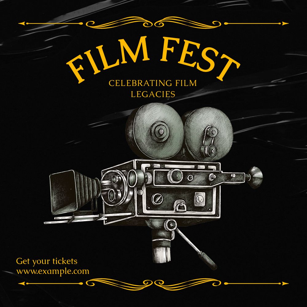 Film fest Instagram post template, editable text