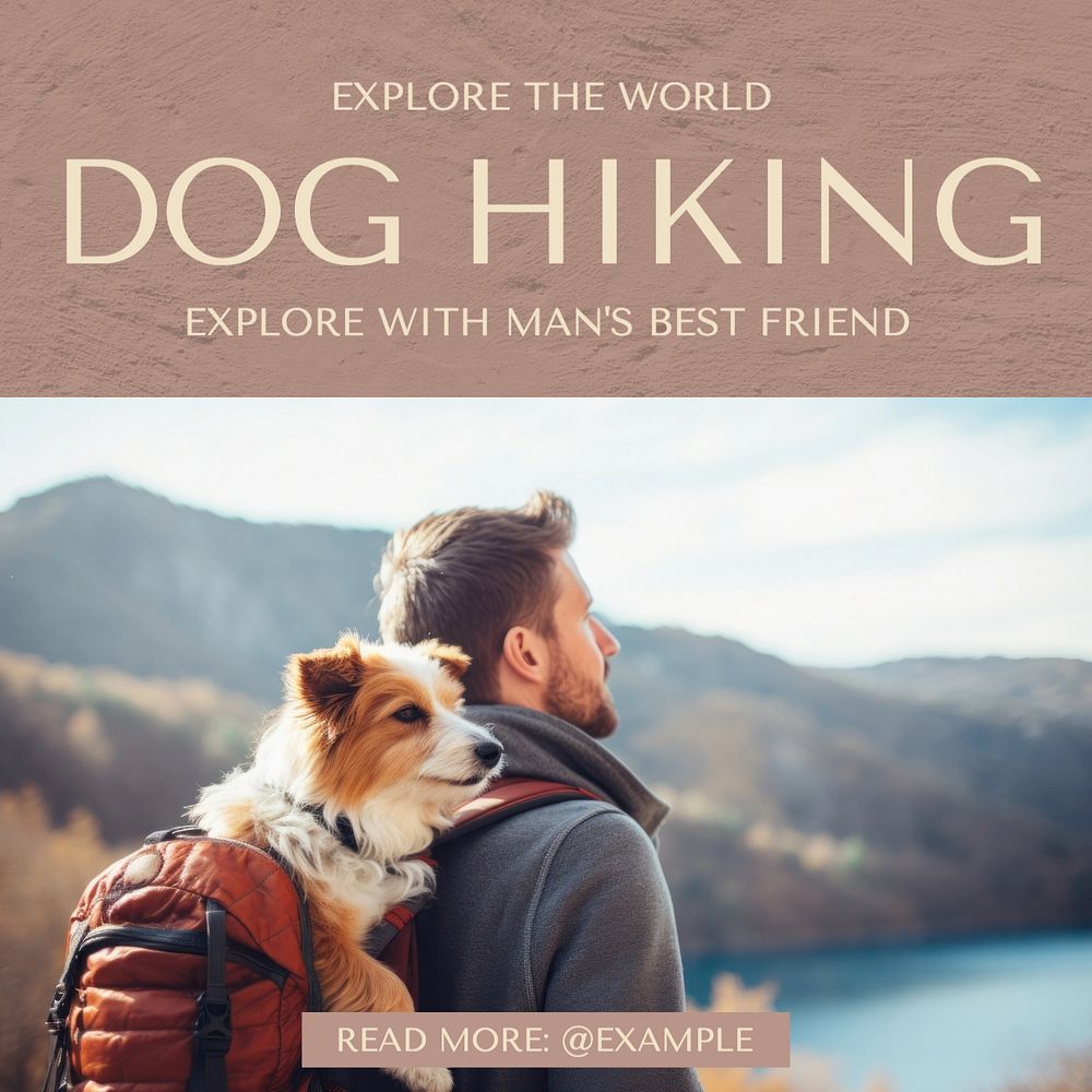 Hiking pet Instagram post template, editable text