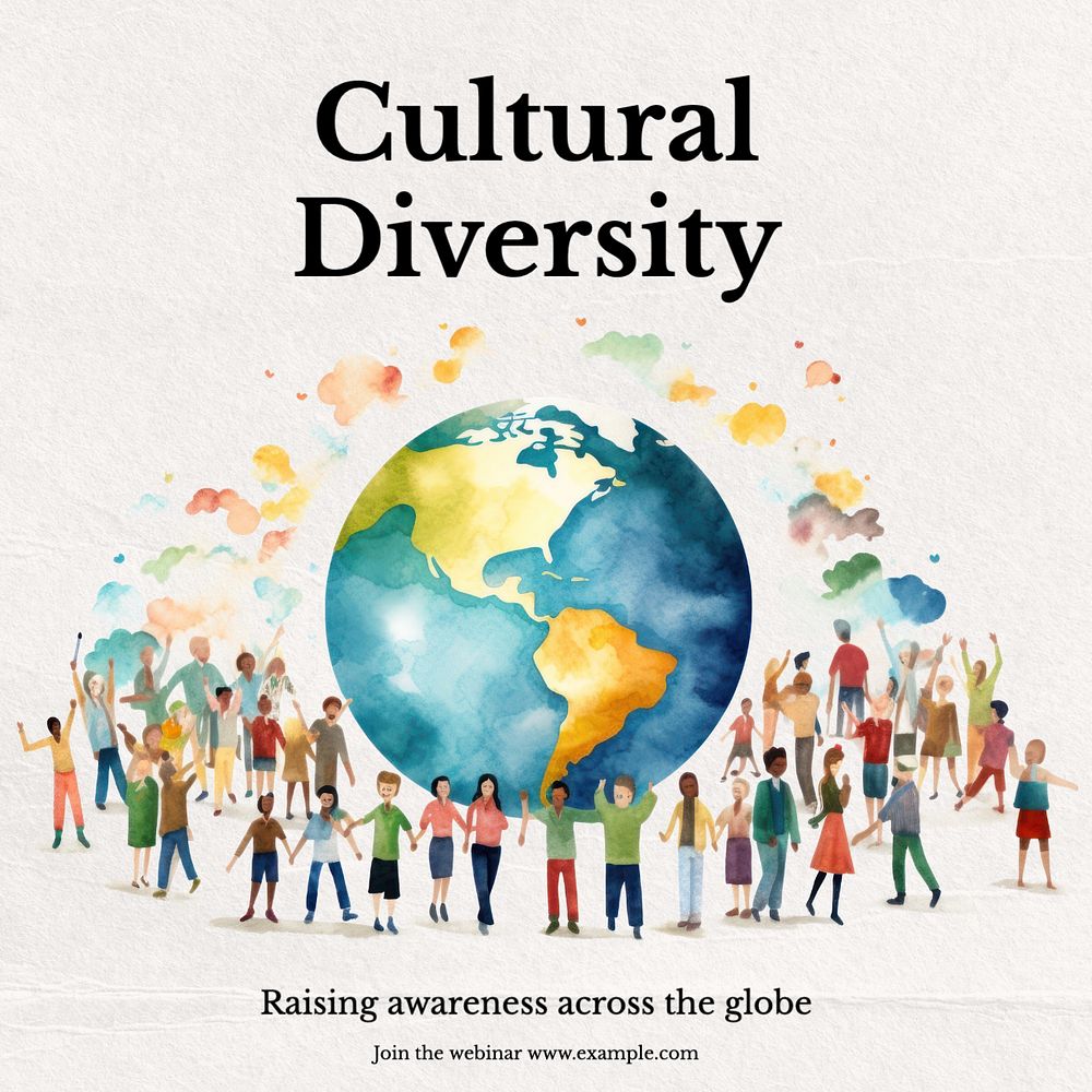 Cultural diversity Instagram post template, editable text