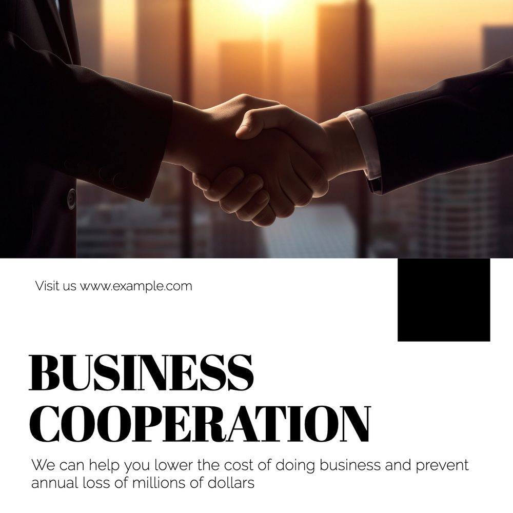 Business cooperation Instagram post template, editable text