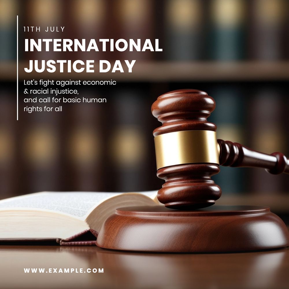 International justice day Instagram post template, editable text