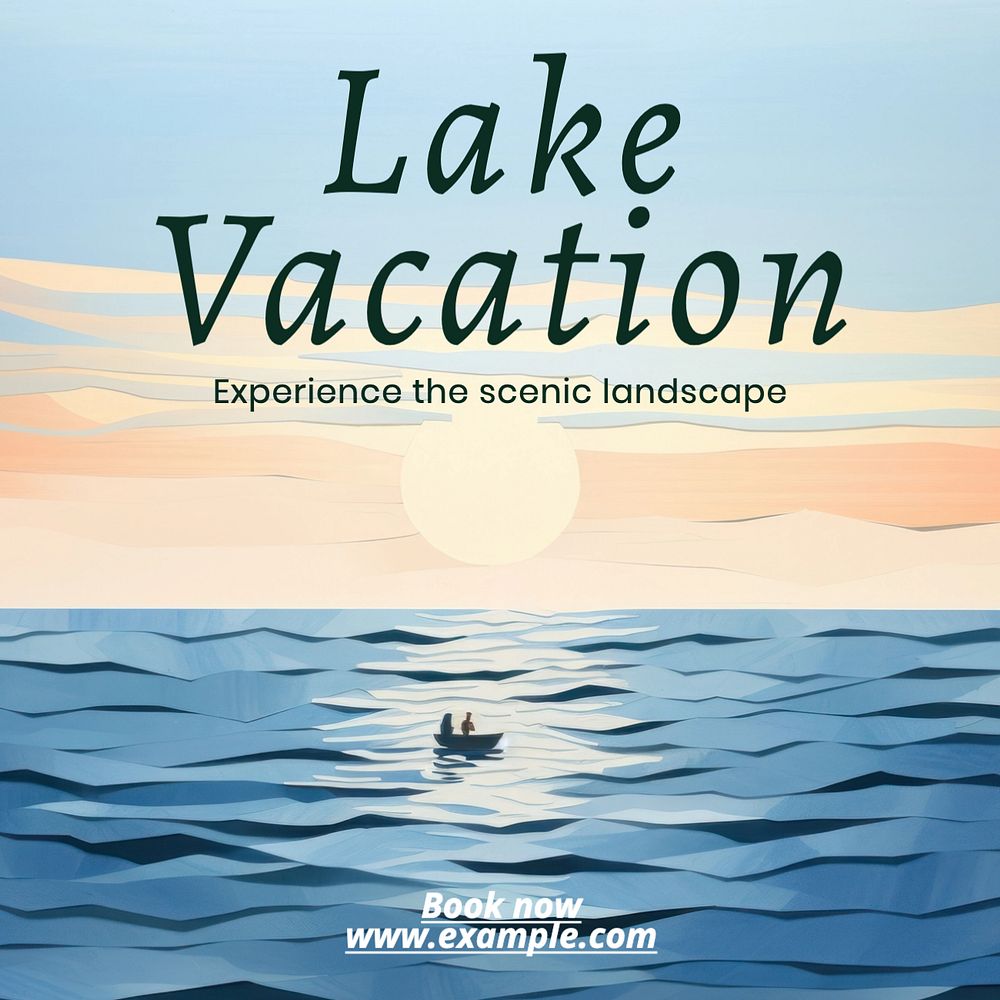 Lake vacation Instagram post template, editable text