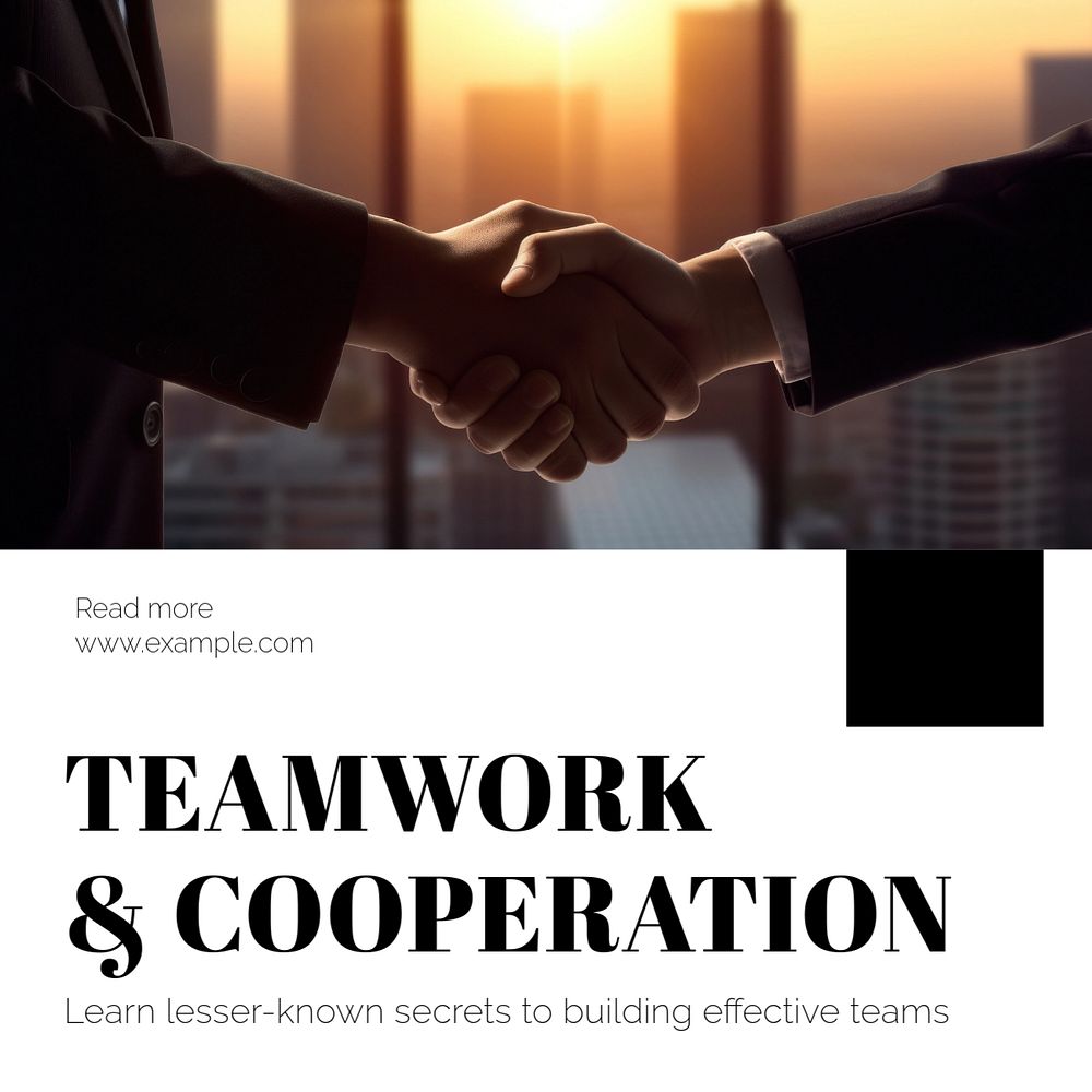 Teamwork & cooperation Instagram post template, editable text