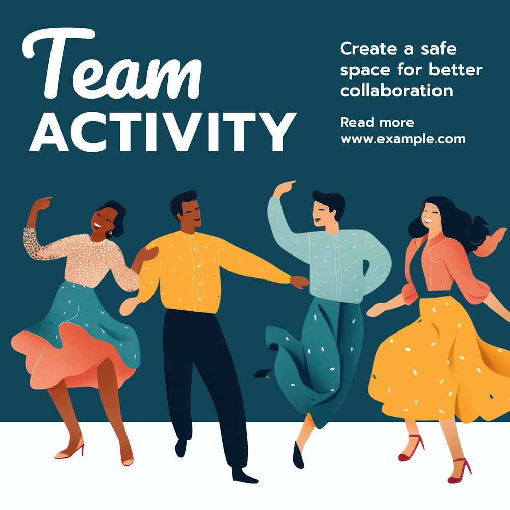 Team activity Instagram post template, editable text