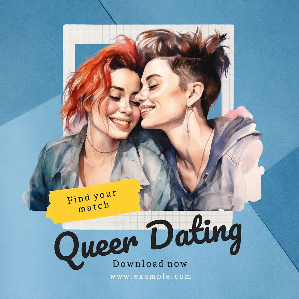 Queer dating app Instagram post template, editable text