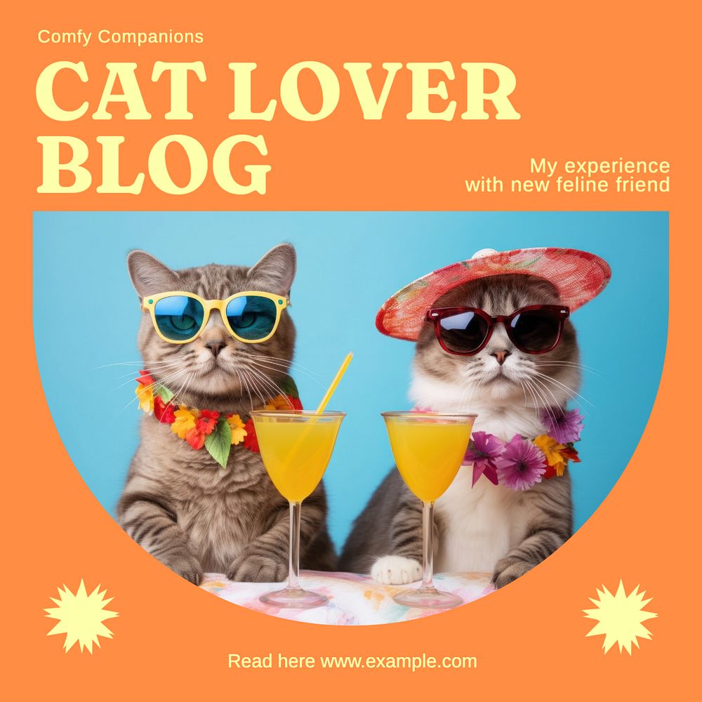 Cat lover Instagram post template, editable text