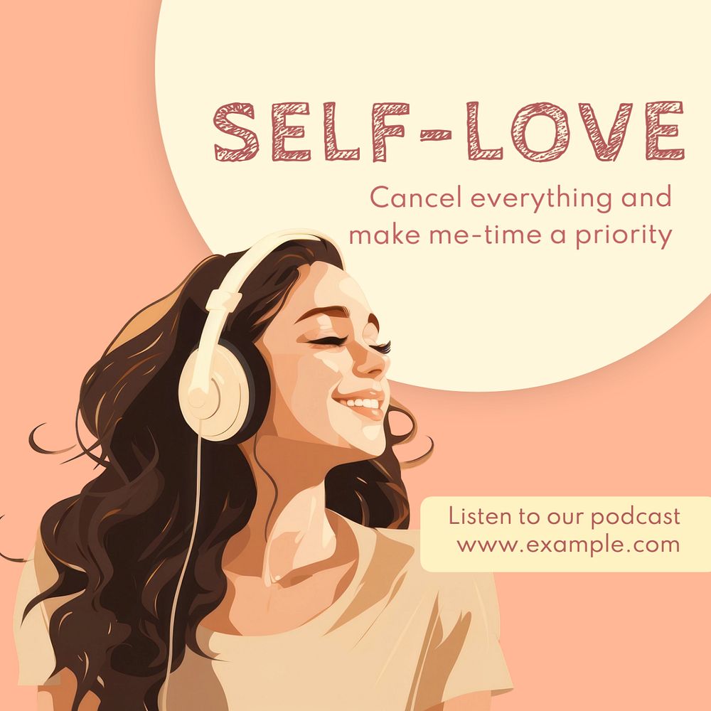 Self-love Instagram post template, editable text