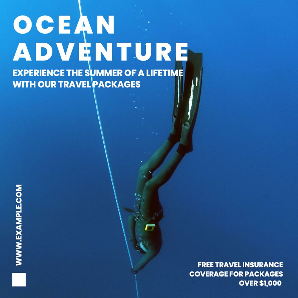 Ocean adventure  Instagram post template, editable text