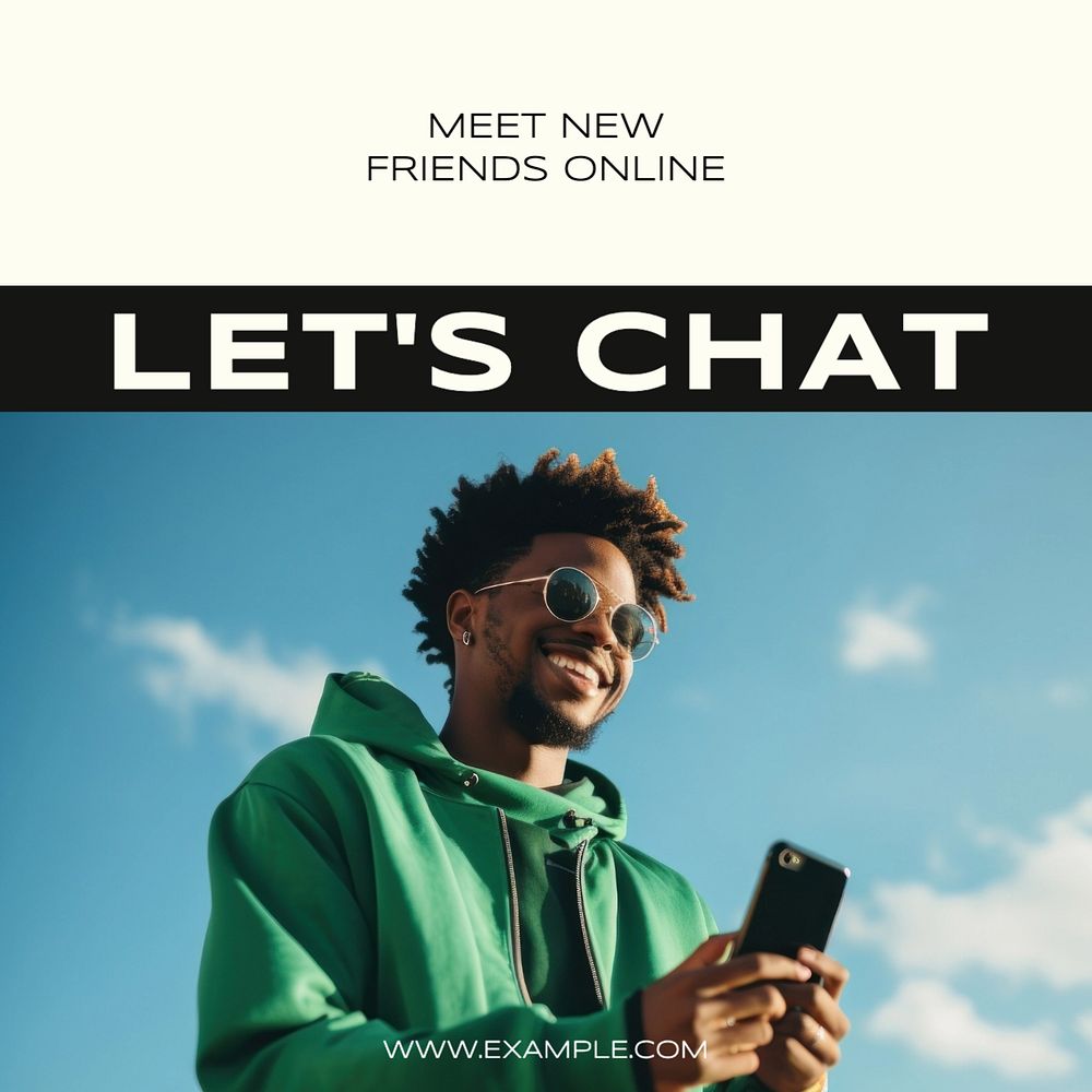 Let's chat Instagram post template, editable text